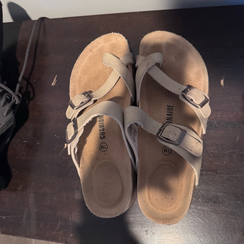 Women’s Luna Neutral Taupe Double-Buckle Sandals with Contoured Footbed